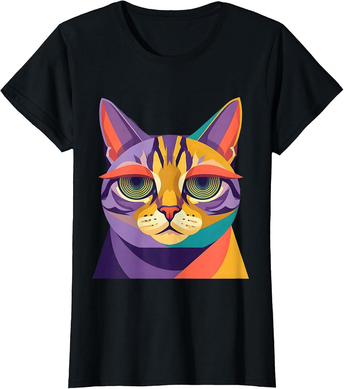 Hypnotic Cat Spiral Eyes Autism Awareness Design T-Shirt - Black