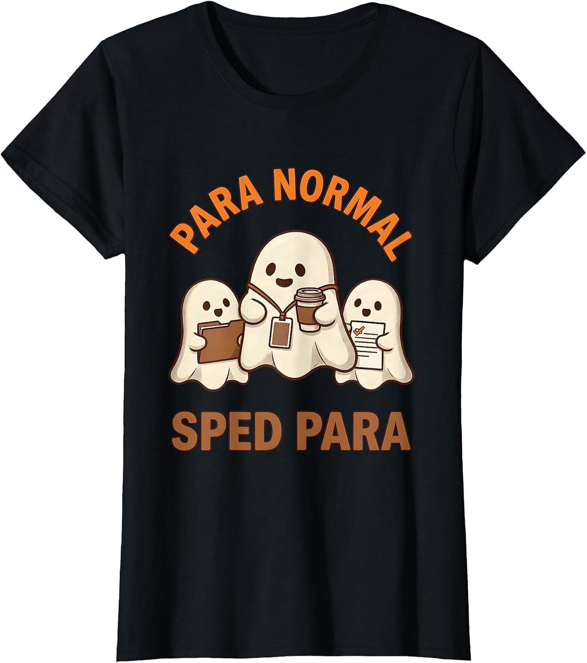 Women's Para Normal SPED Para Ghost Pun Humor Halloween Teacher T-Shirt - Black