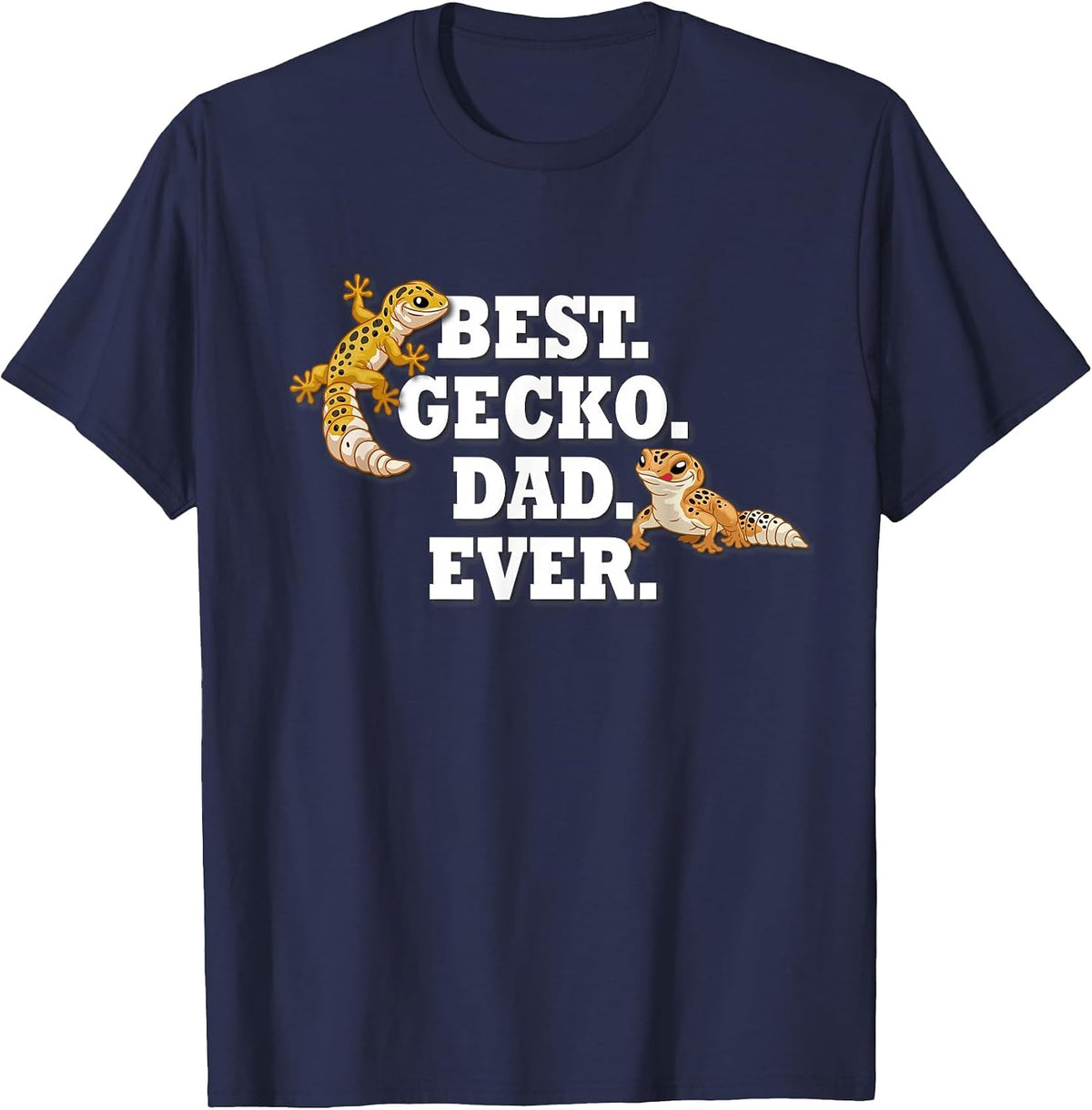 Mens Boys Kids Reptile Best Dad Ever Leopard Gecko Lover T-Shirt - Navy Blue