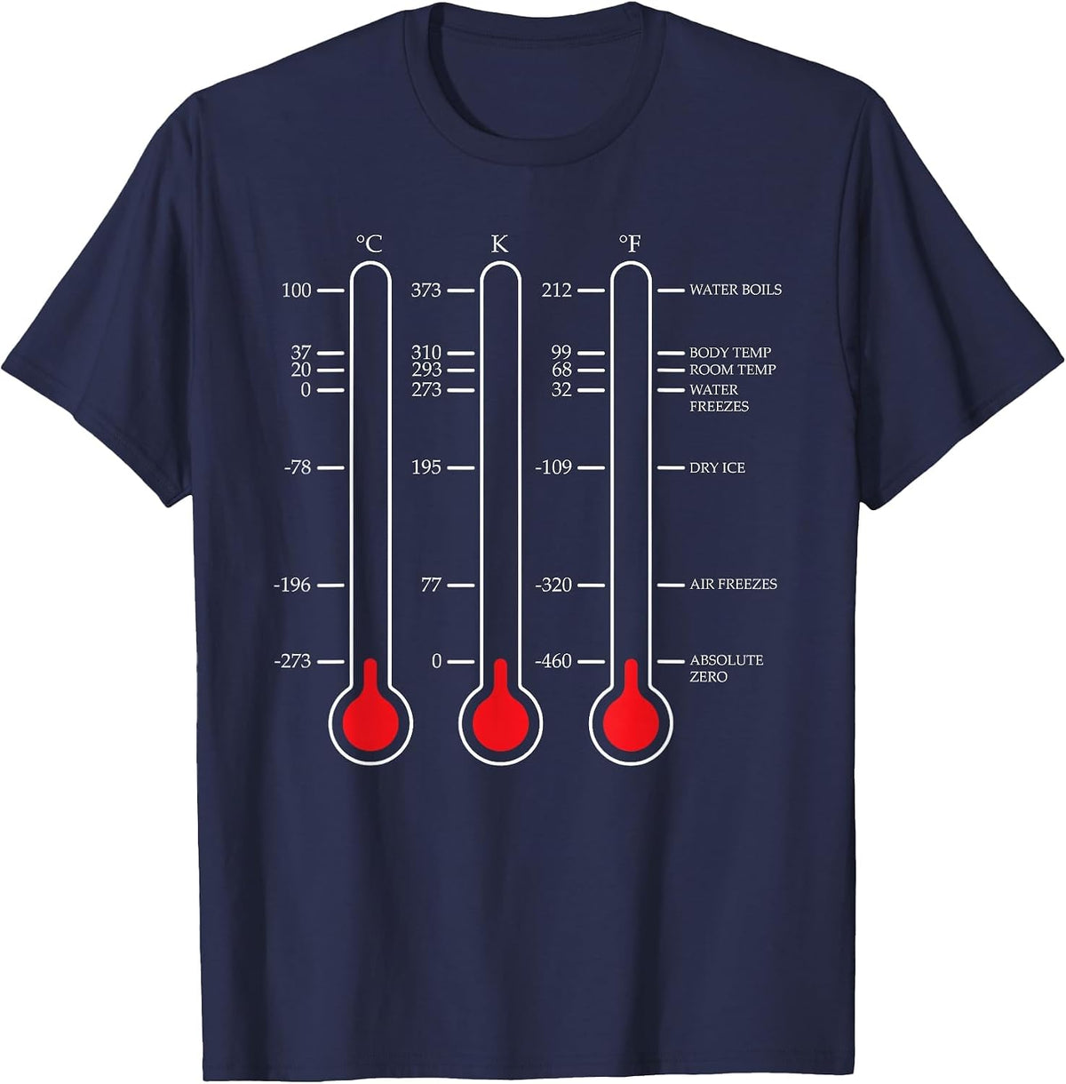 Absolute Temperature Zero Science Celsius Kelvin T-Shirt - Navy Blue