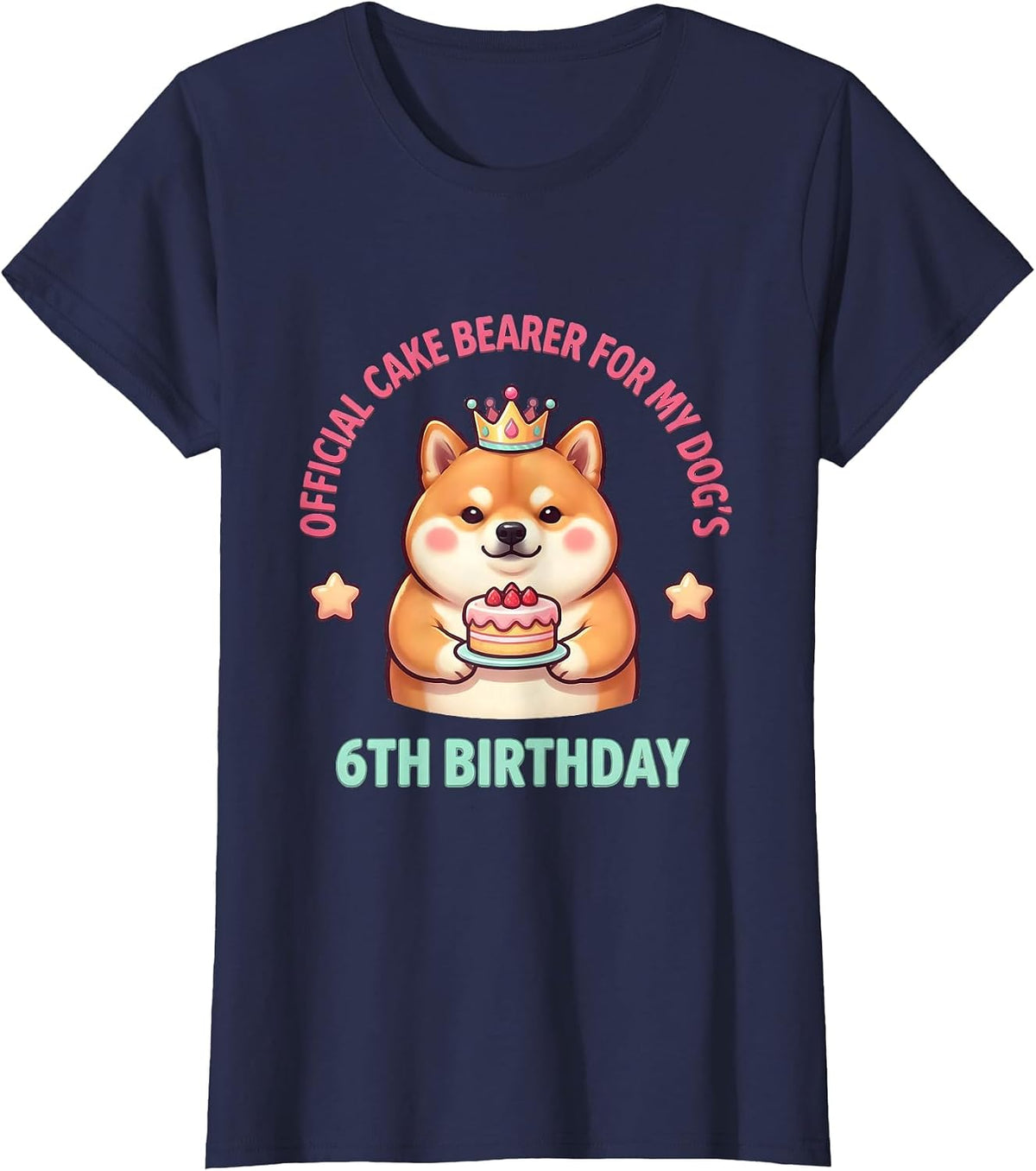 Women's Official Cake Bearer For My Dog's 6th Birthday Cute T-Shirt - Navy Blue