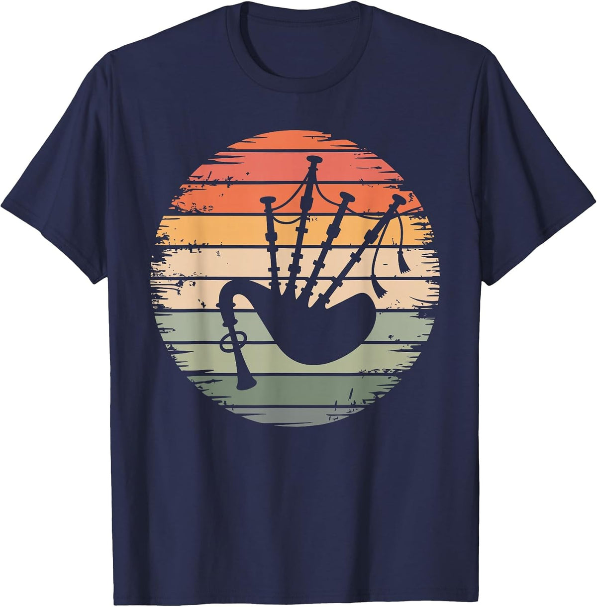 Scottish Bagpipe Art for Men Women Bagpipe Lover Bagpiper T-Shirt - Navy Blue