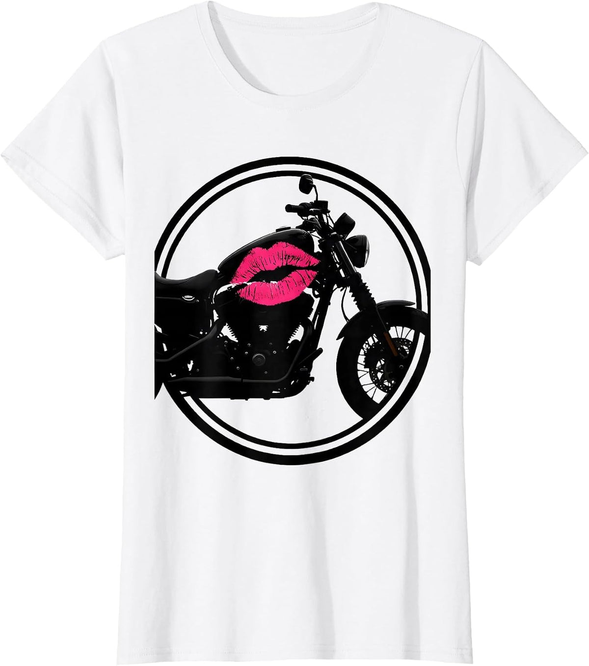 Lipstick Kiss Mark on Motorcycle Gas Tank T-Shirt - White