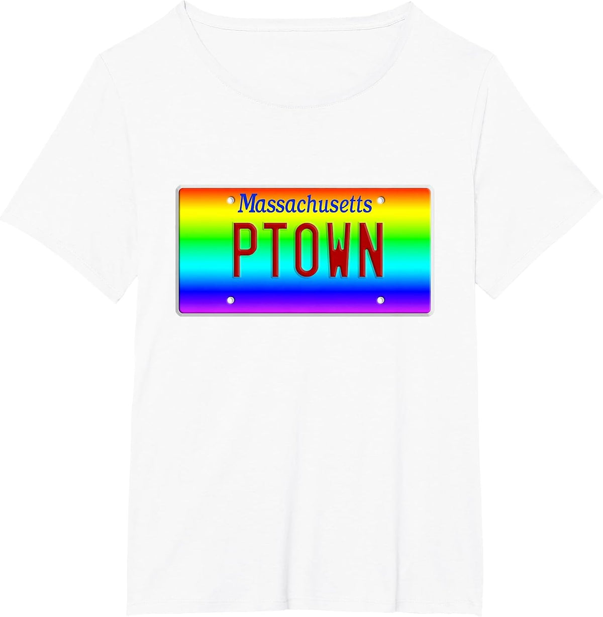 PTown Provincetown Cape Cod Massachusetts LGBT Rainbow Pride T-Shirt - White