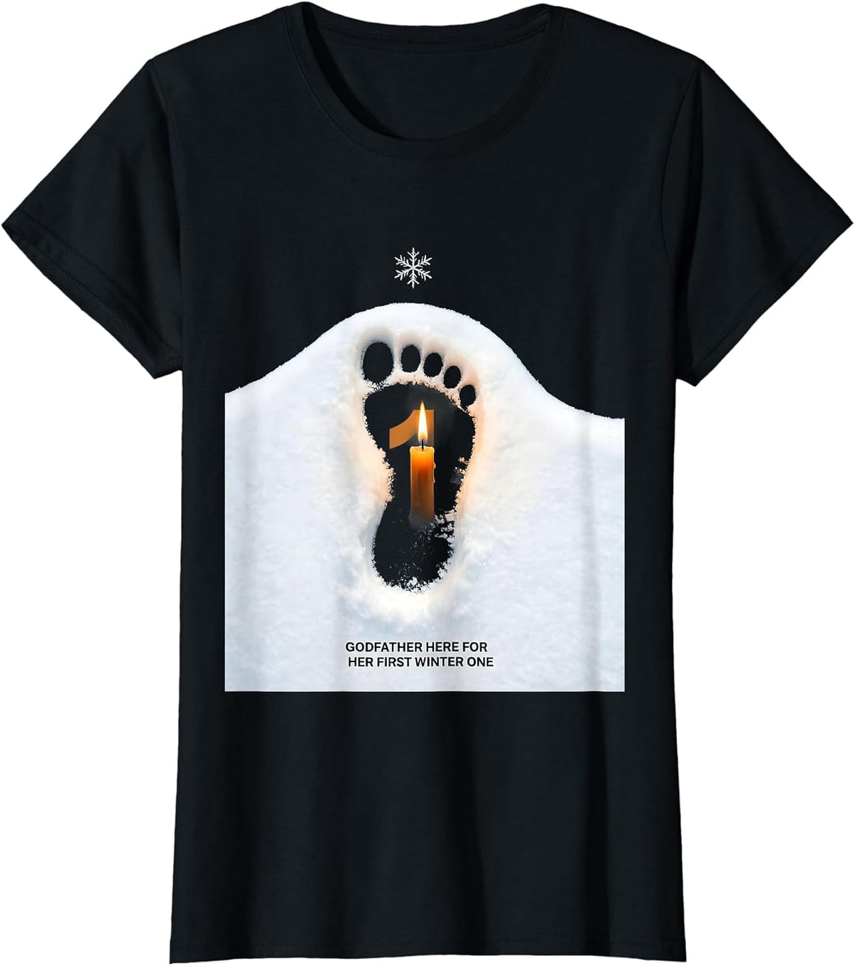 Godfather Here For Her First Winter ONE Matching Winter T-Shirt - Black