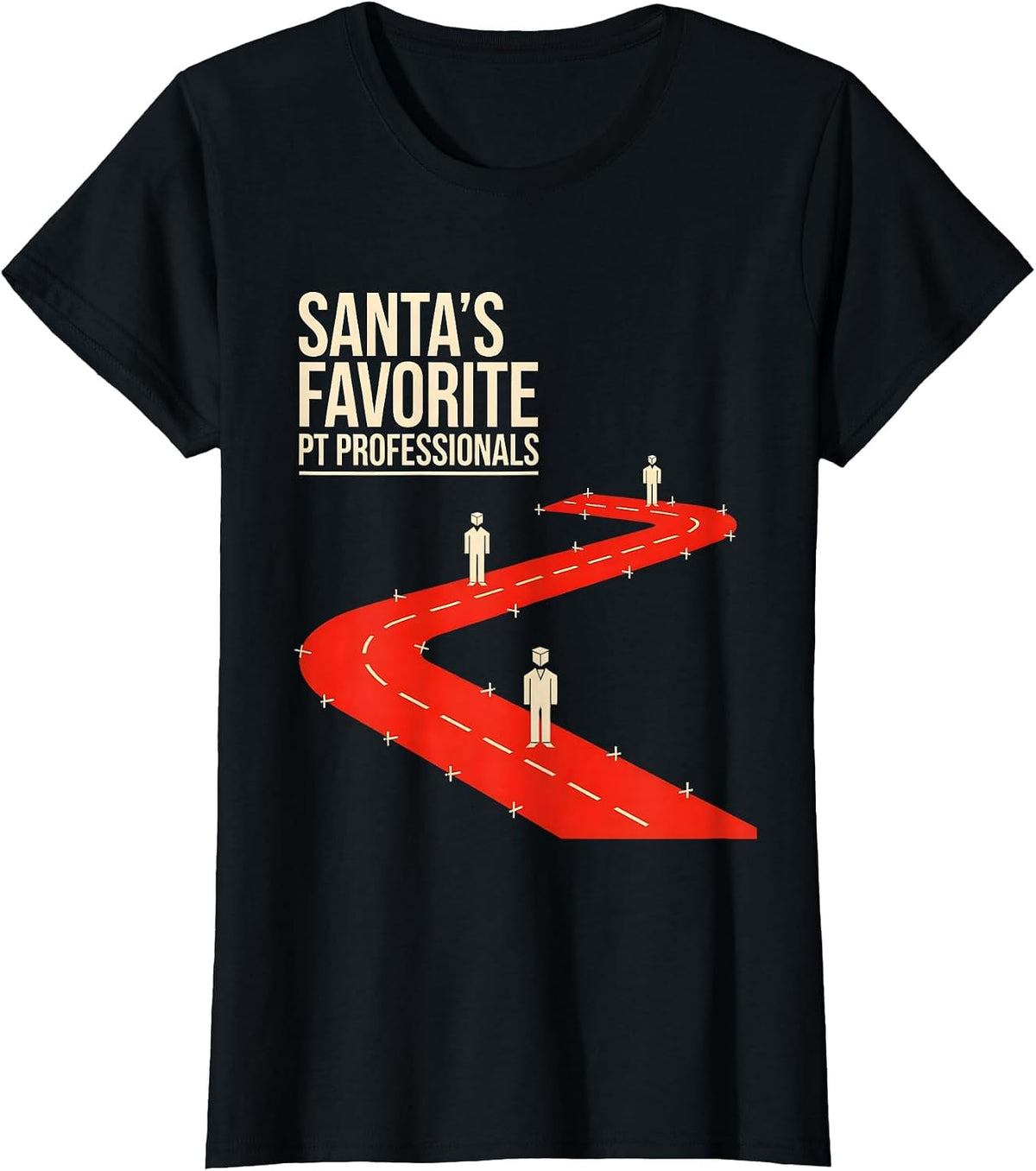 Women's Santa's Favorite PT Professionals Funny Physical Therapy T-Shirt - Black