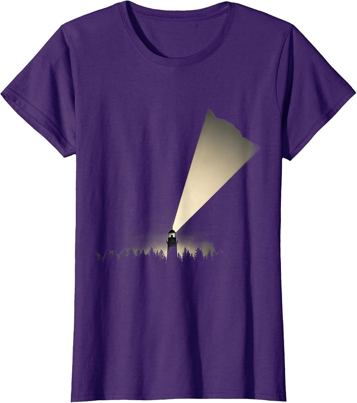 Women's Watchtower Spotlight Dark Forest Security Design T-Shirt - Purple
