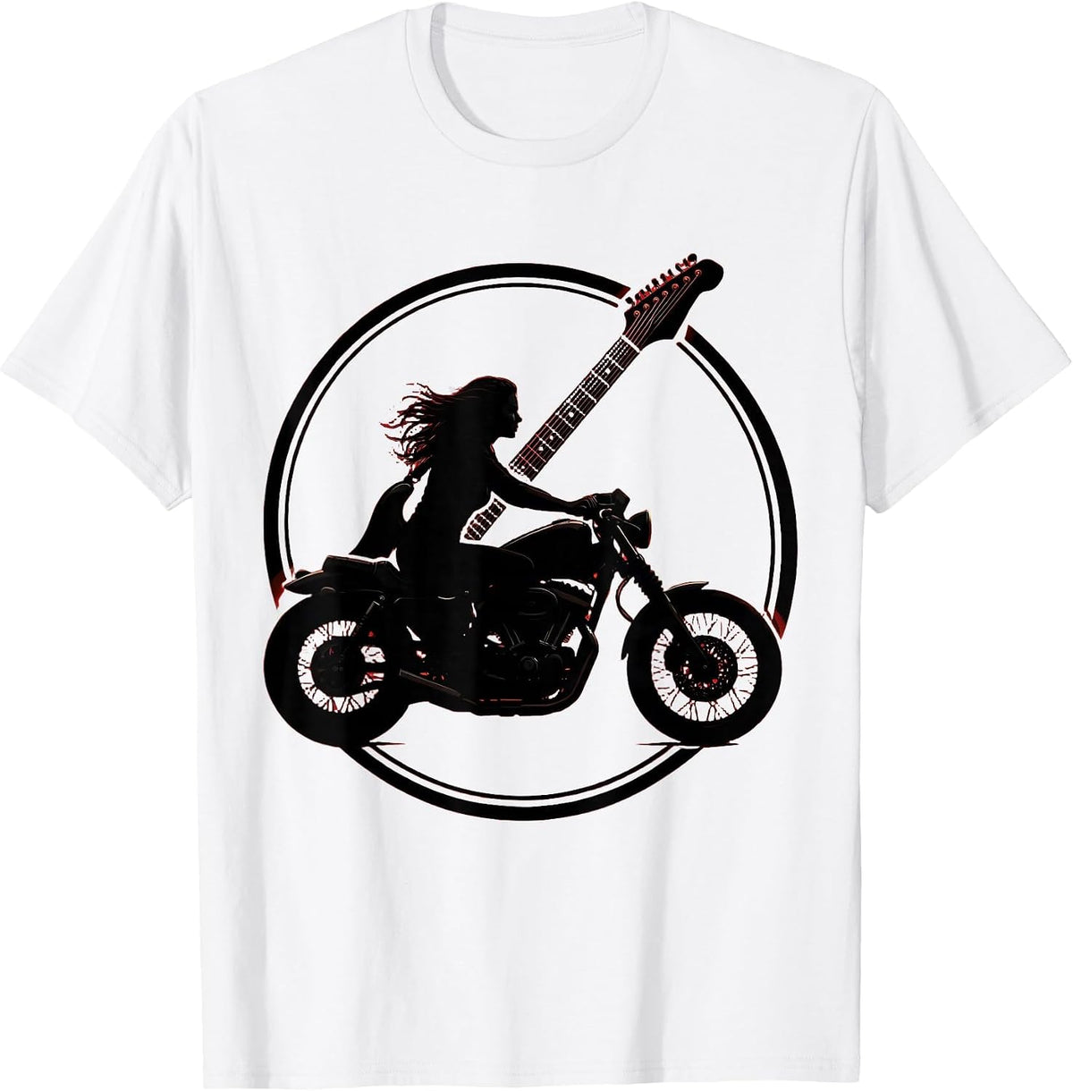 Men's Electric Guitar Motorcycle Rider Band Graphic T-Shirt - White