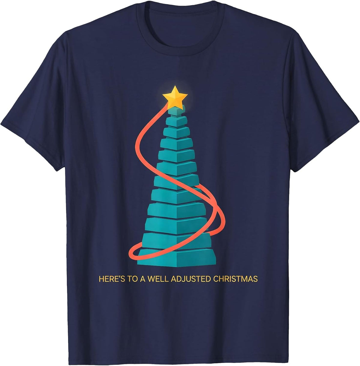Here's To A Well Adjusted Christmas Funny Chiropractor T-Shirt - Navy Blue