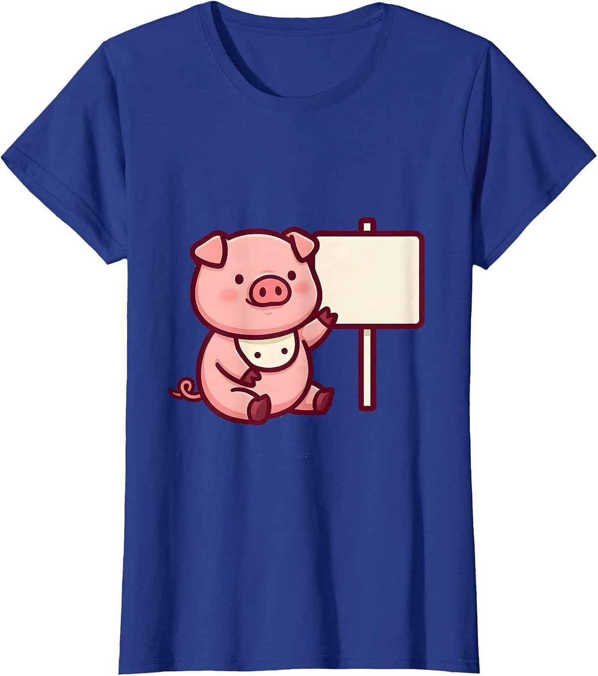 Women's Chibi Pig Kawaii Cute Pig Lover Halloween Costume T-Shirt - Royal Blue