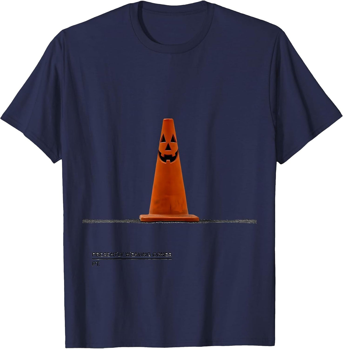 Presently Weaving Cones PT Funny Physical Therapy Halloween T-Shirt - Navy Blue