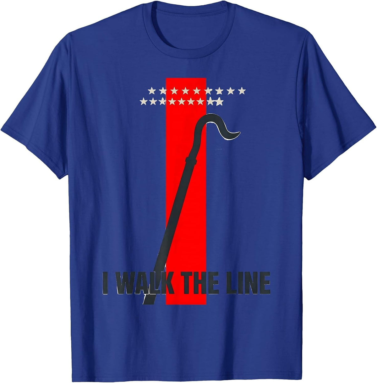 I Walk The Line Patriotic Firefighter Thin Red Line Memorial T-Shirt - Royal Blue
