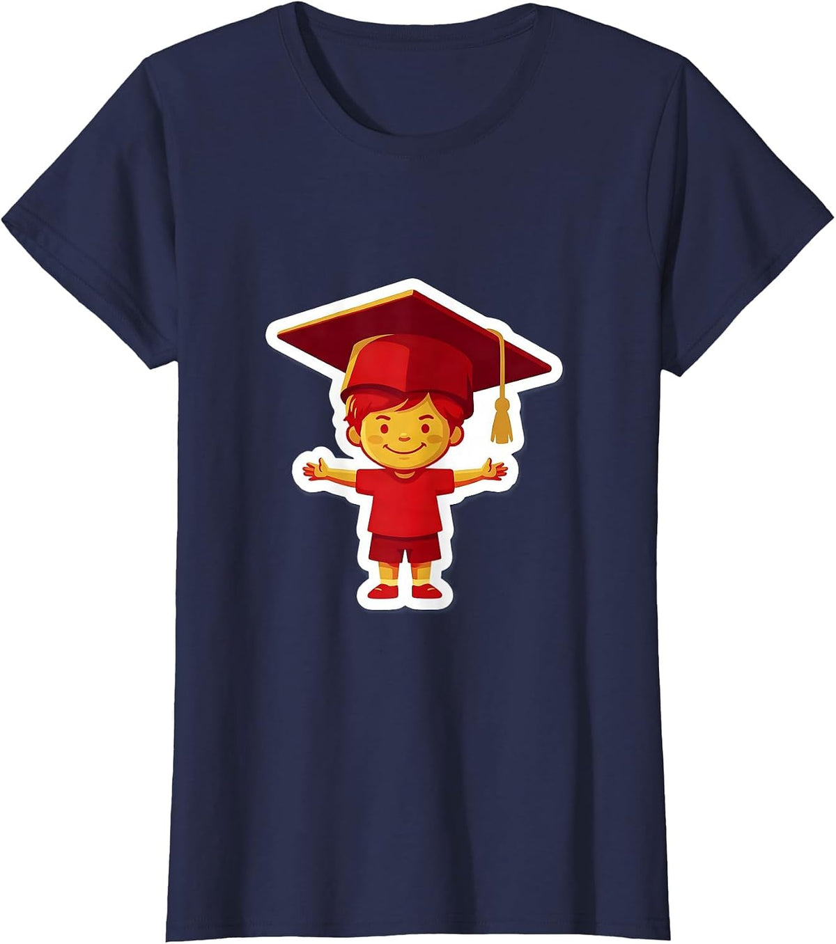Women's Sped Teacher Graduation Cap Kid Illustration T-Shirt - Navy Blue