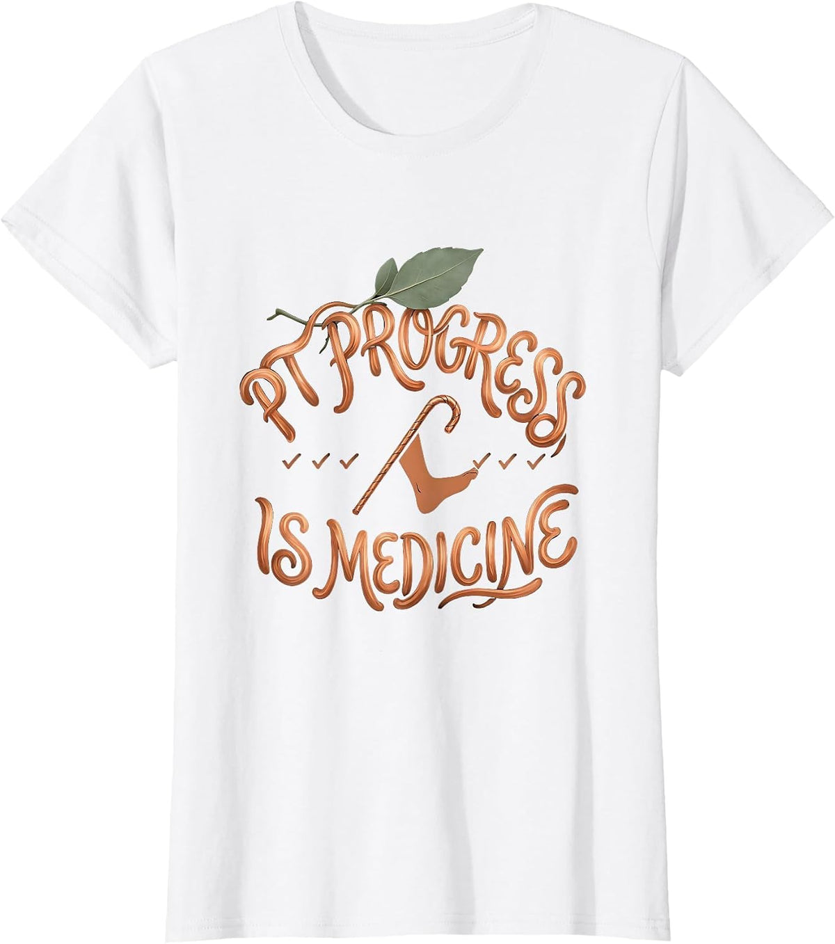 Women's PT Progress Is Medicine Boho Typography Physical Therapy PT T-Shirt - White