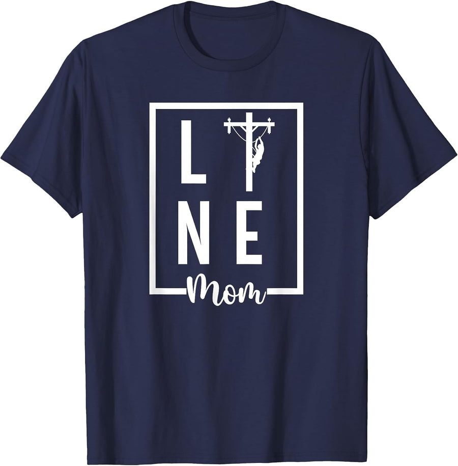 Line Mom Lineman Mom of A Lineman Mama Line Mother T-Shirt - Navy Blue