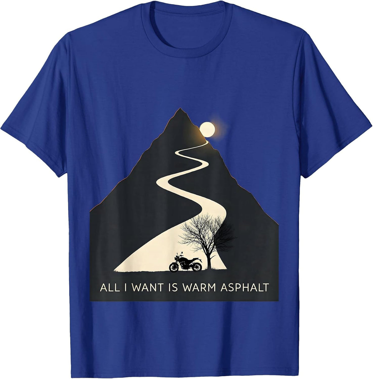All I Want Is Warm Asphalt Funny Santa Motorcycle Biker T-Shirt - Royal Blue