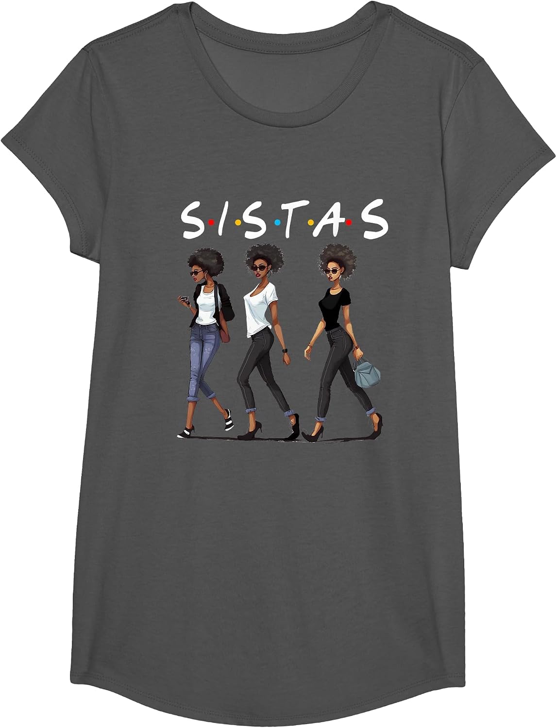 Melanin Queen African American Pride Black Girl Magic Attire T-Shirt - Girls Asphalt Grey