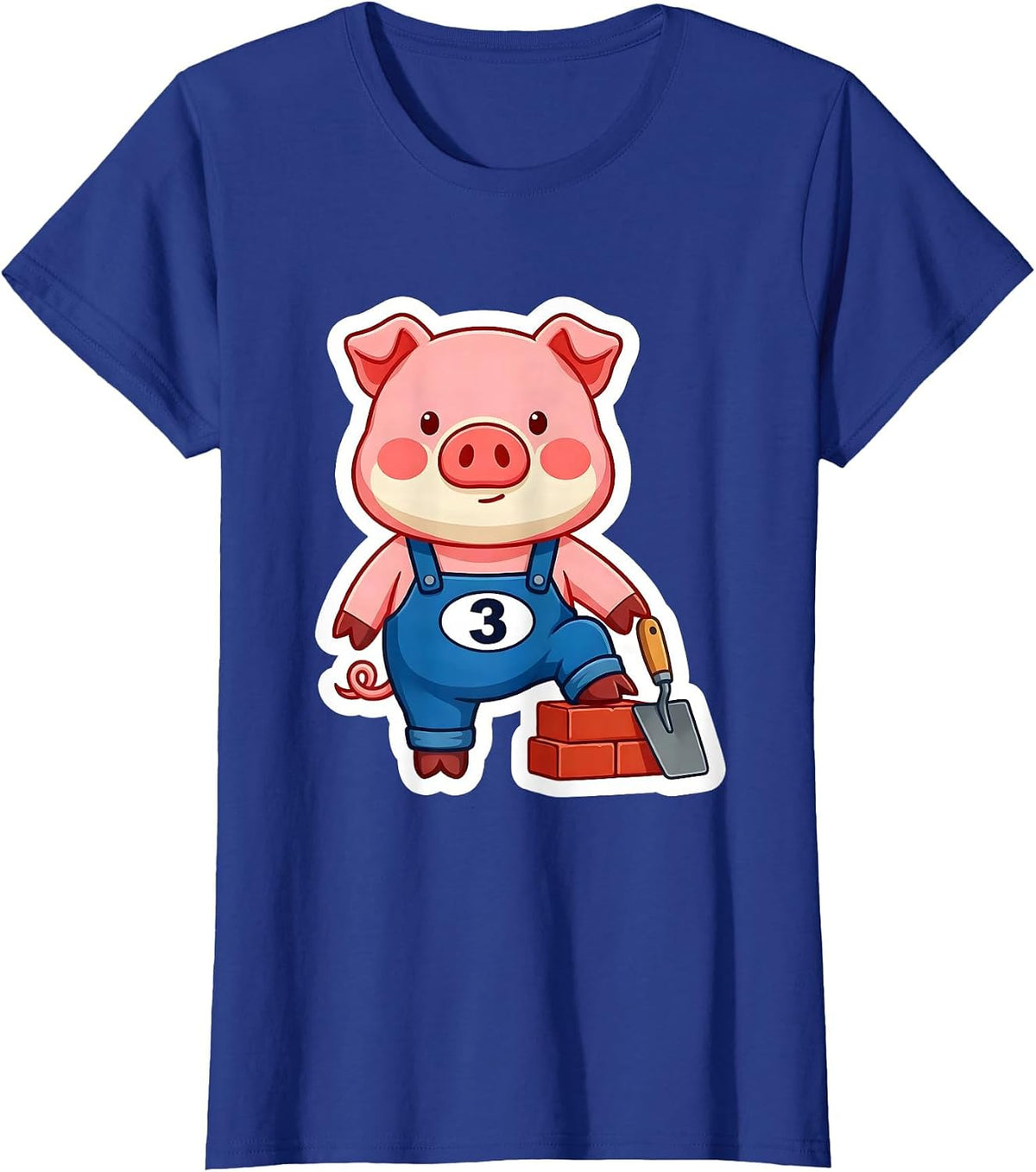 Women's 3 Funny Pig Lover Halloween Costume Novelty T-Shirt - Royal Blue