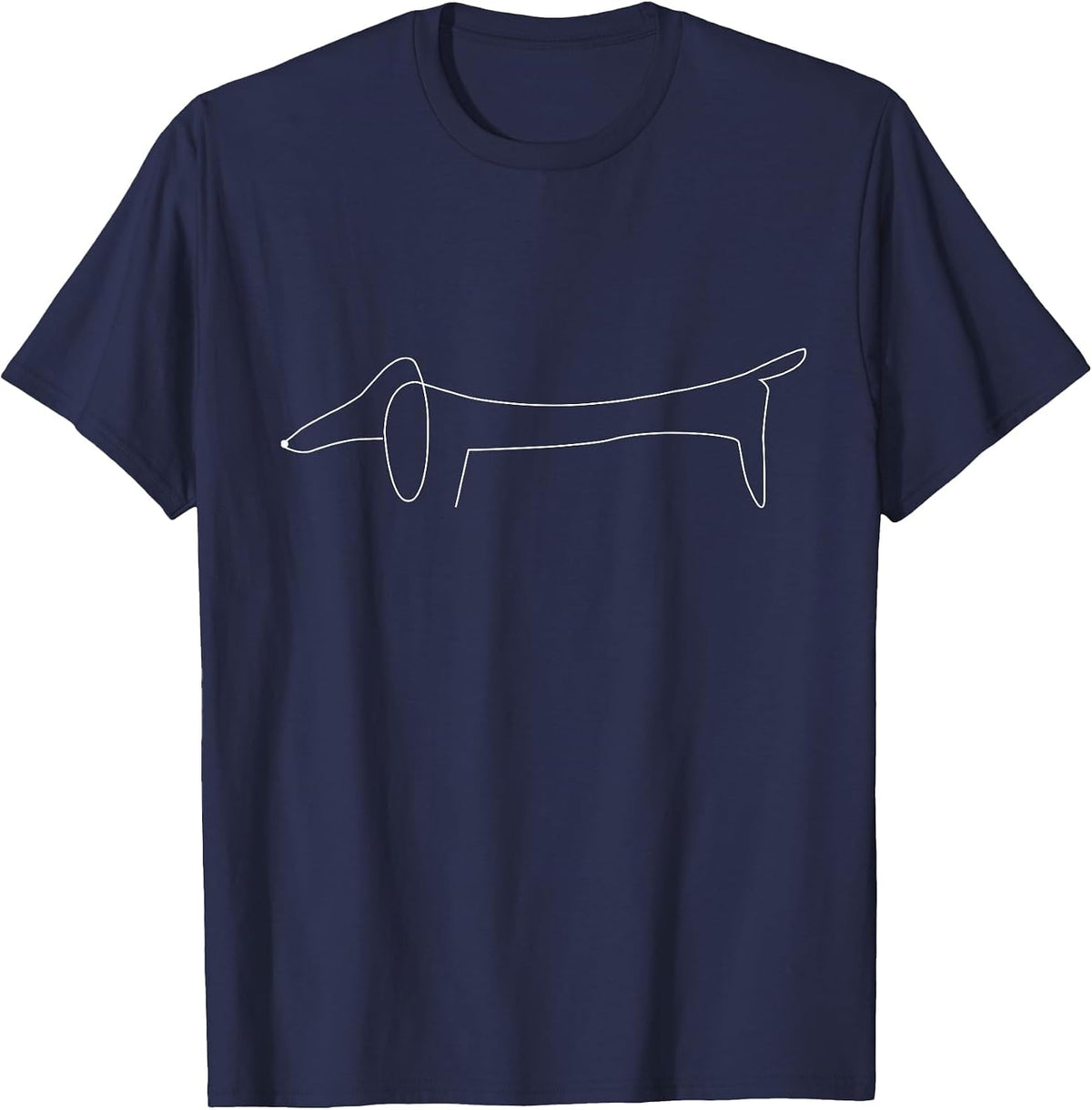 Funny Dog Design with A Line Art Painted Dachshund T-Shirt - Navy Blue