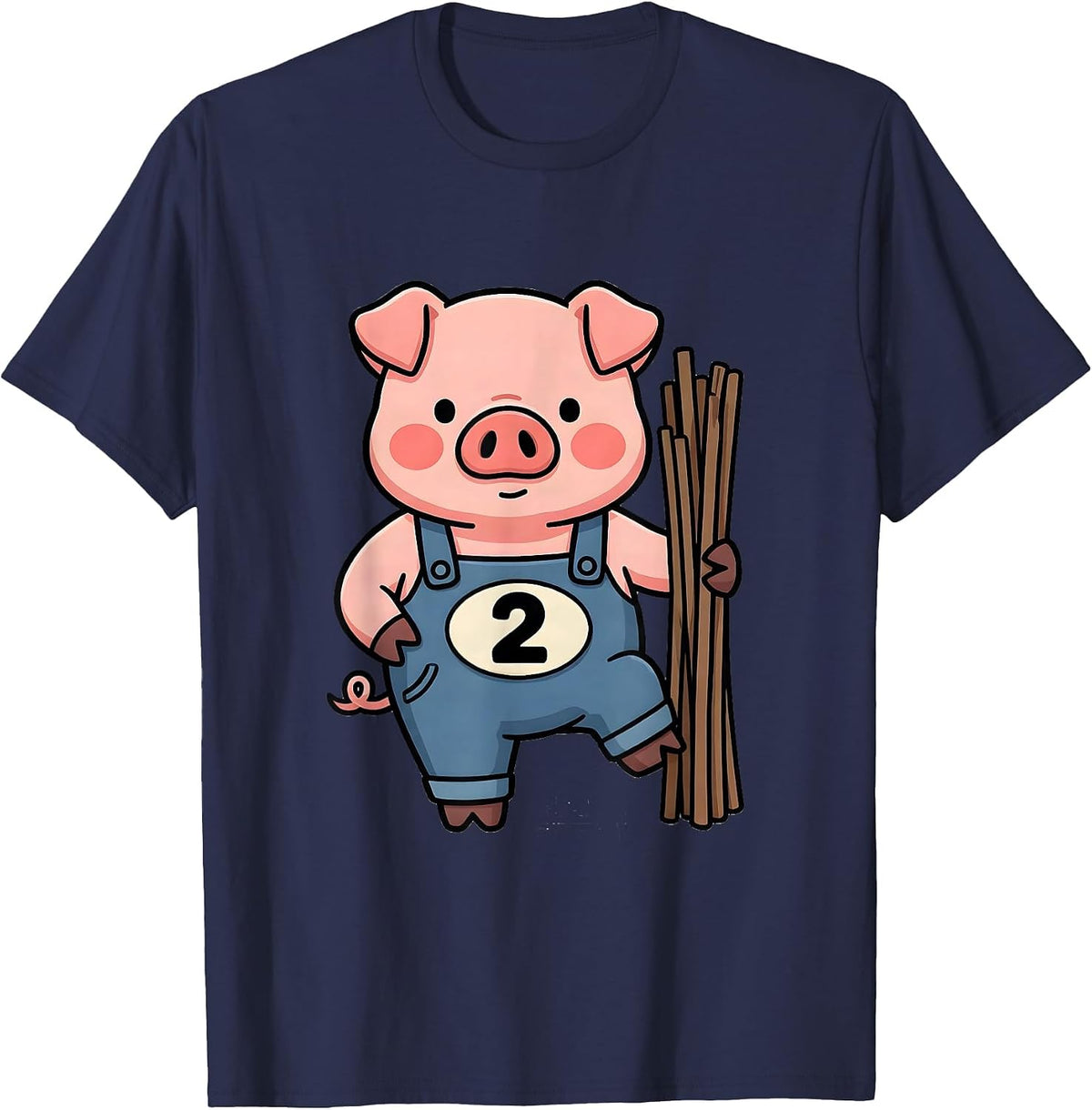 2 Cute Kawaii Pig Lover Halloween Costume Humor T-Shirt - Navy Blue