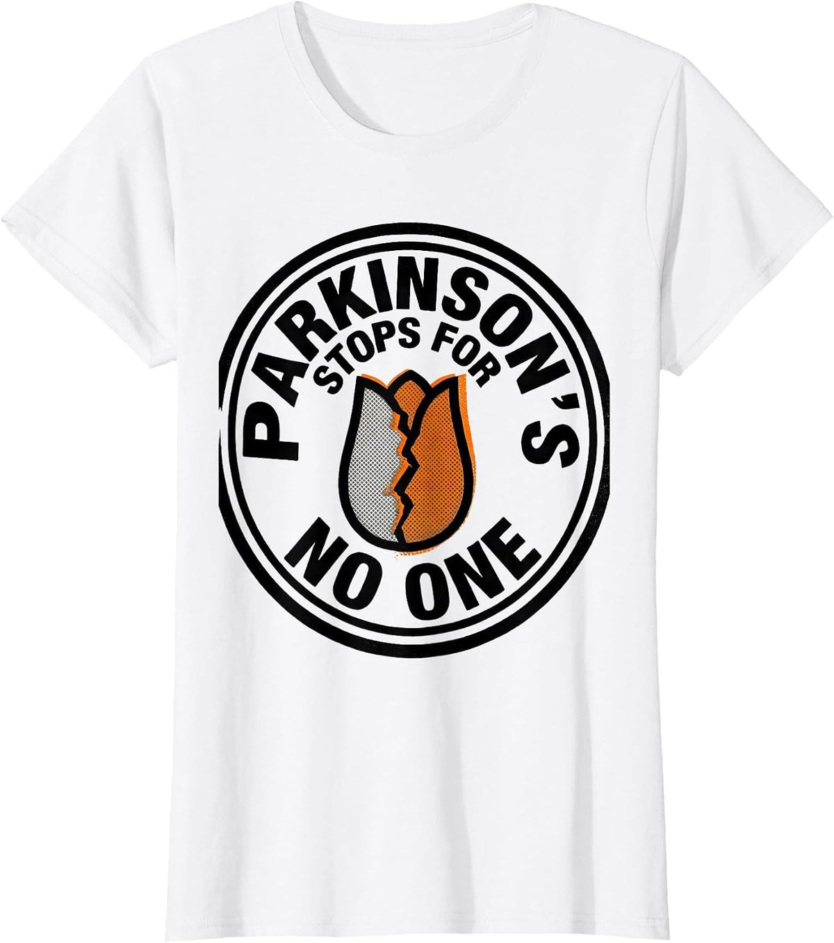 Parkinson's Stops For No One Awareness Support Defiant Humor T-Shirt - White