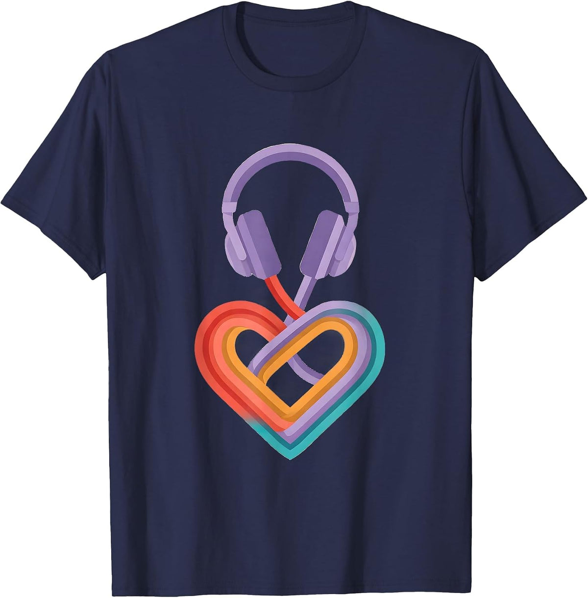 Men's Autism Awareness Headphone Heart Graphic T-Shirt - Navy Blue