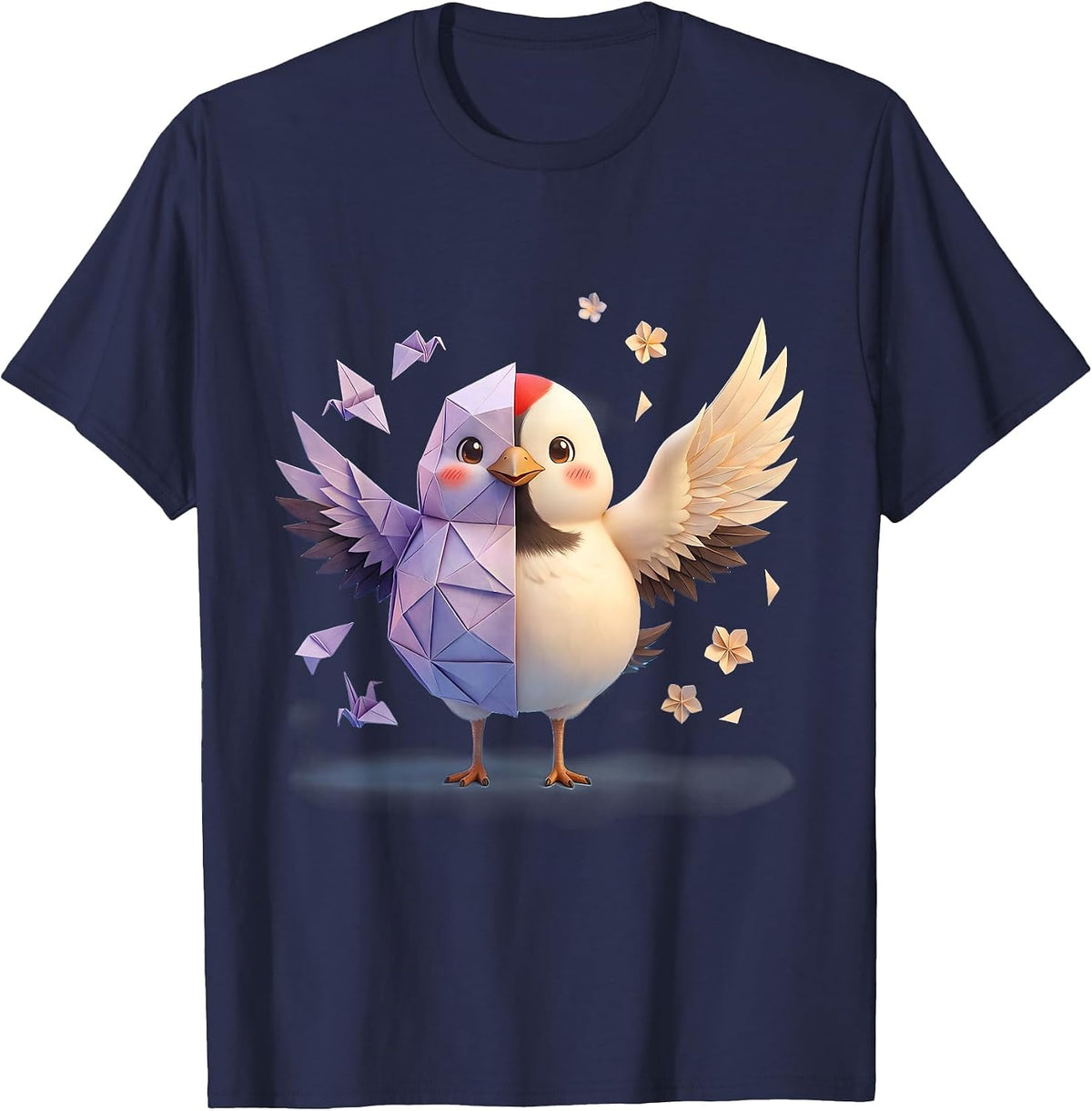 Autism Awareness Origami Crane Unfolding Into Flight T-Shirt - Navy Blue