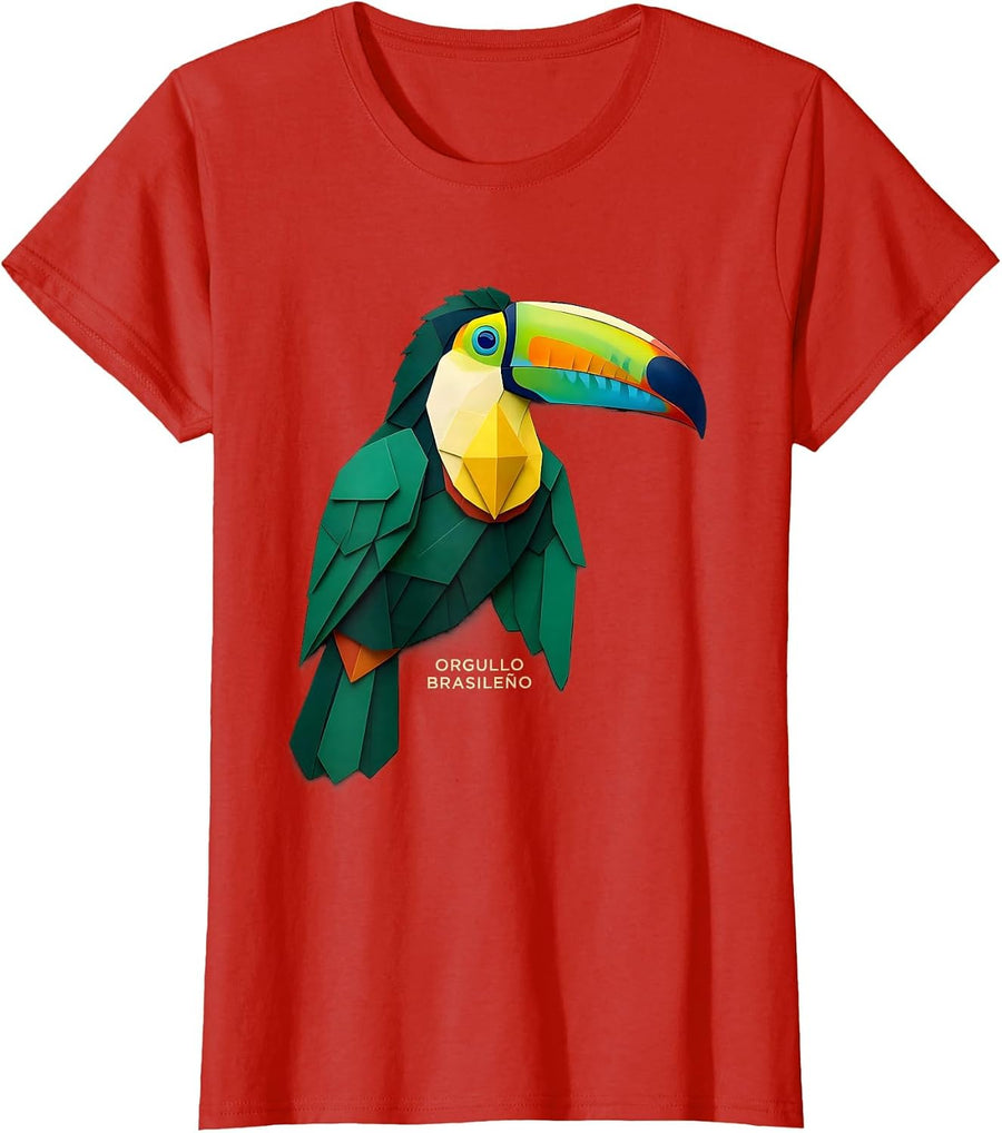 Women's Orgullo Brasileño Midcentury Modern Brazil Flag Pride T-Shirt - Red
