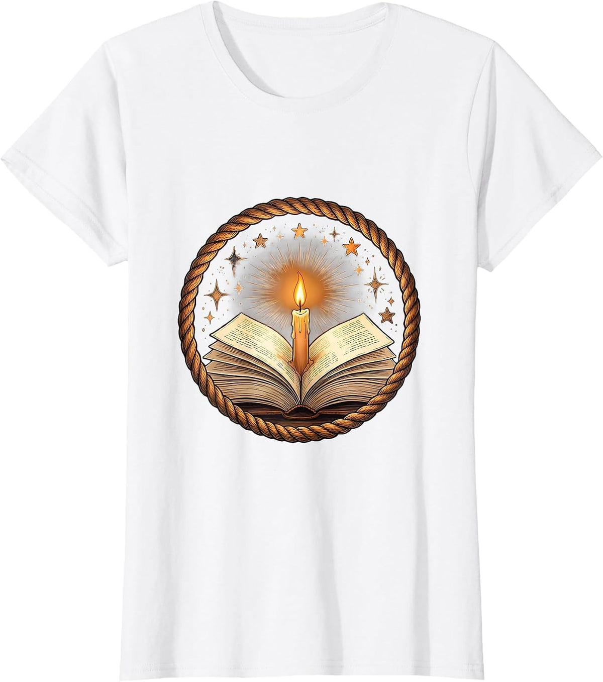Special Education Teacher Candle and Book Art T-Shirt - White