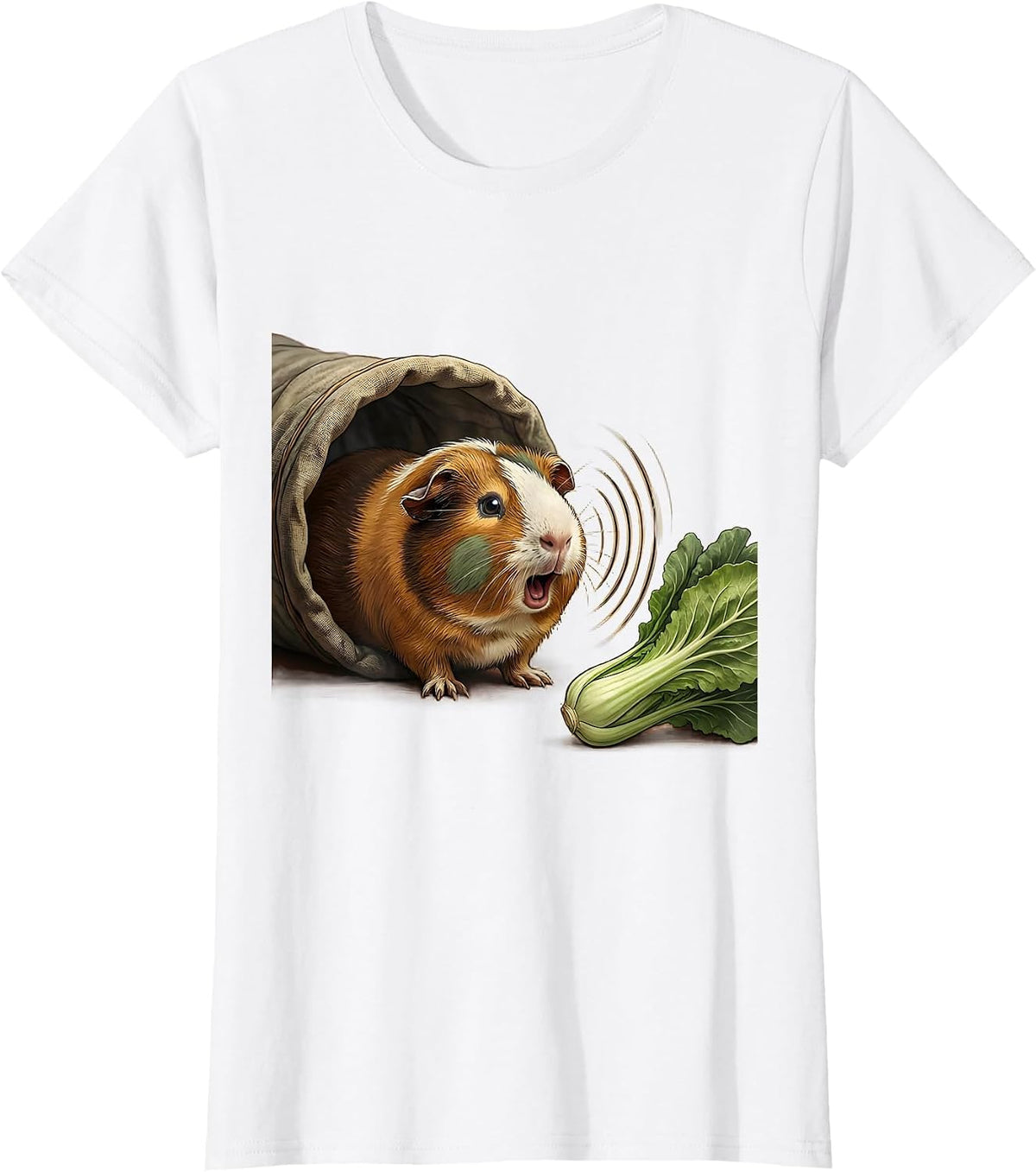 Tailless Guinea Pig Eating Leaf Funny Pet Lover T-Shirt - White