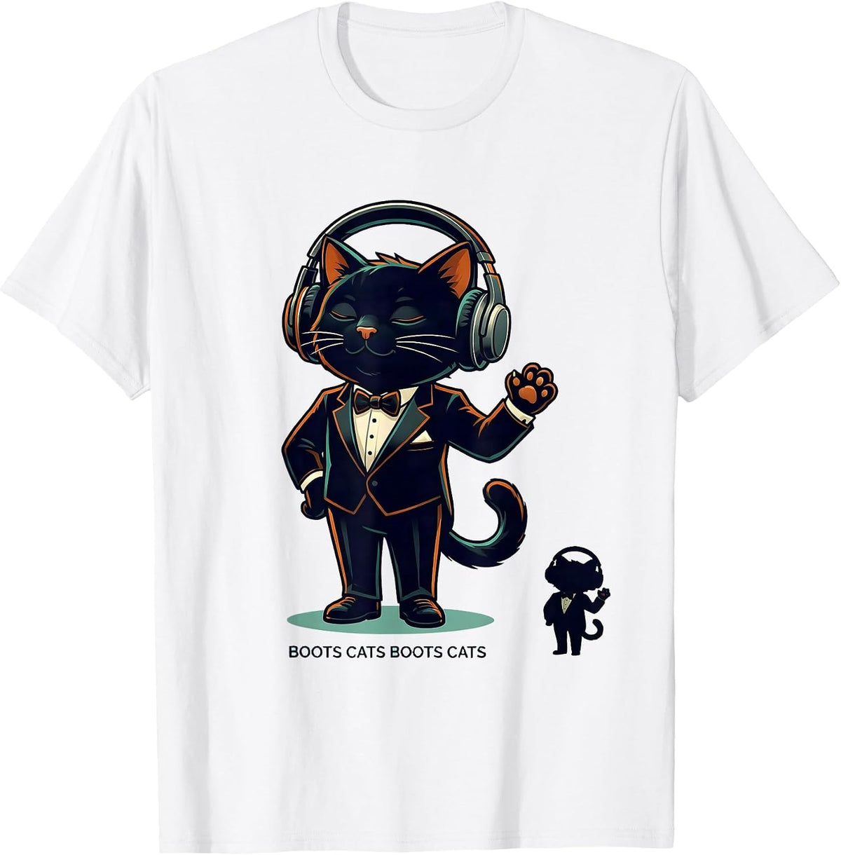 Men's Boots Cats Boots Cats Funny DJ Cat Headphones Music Lover T-Shirt - White