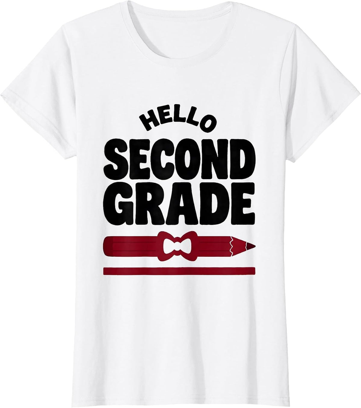 Hello, Second Grade Cute Coquette Bow Back to School Pencil T-Shirt - White