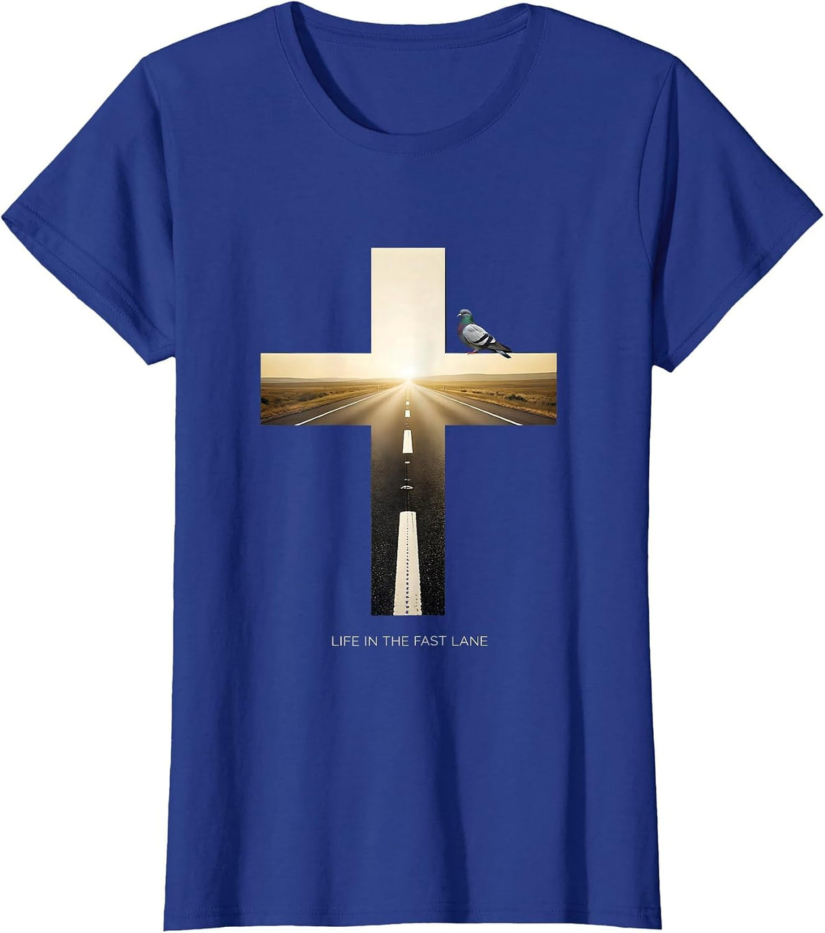 Women's Life in the Fast Lane Racing Graphic Design T-Shirt - Royal Blue