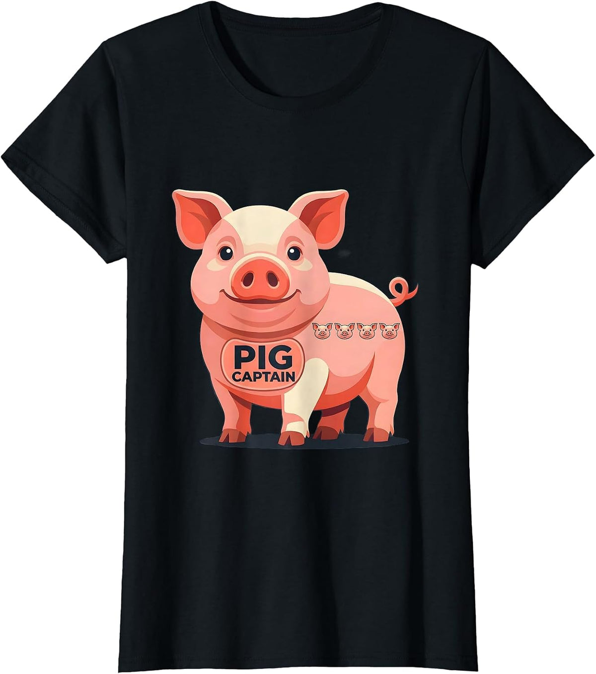 Pig Captain Funny Pig Lover Halloween Costume Humor T-Shirt - Black