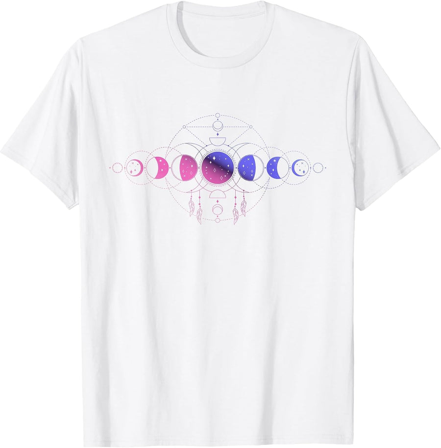 Omnisexual Lesbian Bisexual Gay Transsexual Omni Moon Phase T-Shirt - White