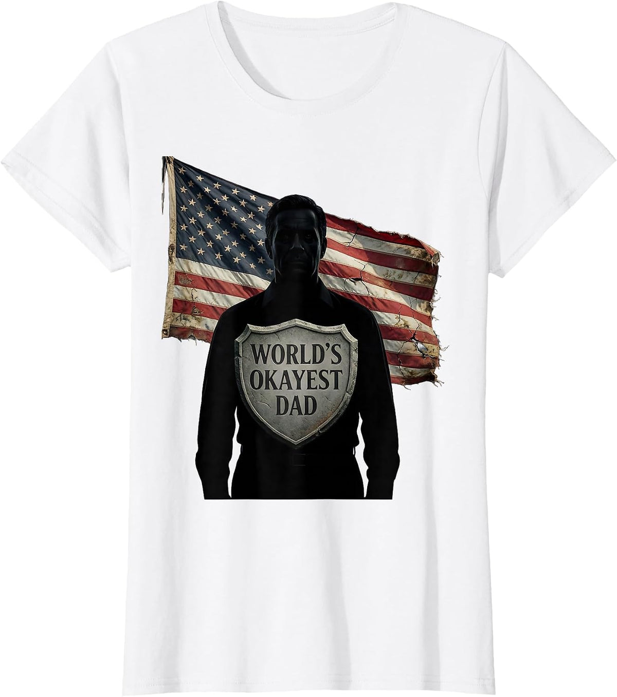 Women's World's Okayest Dad Funny Father Design T-Shirt - White