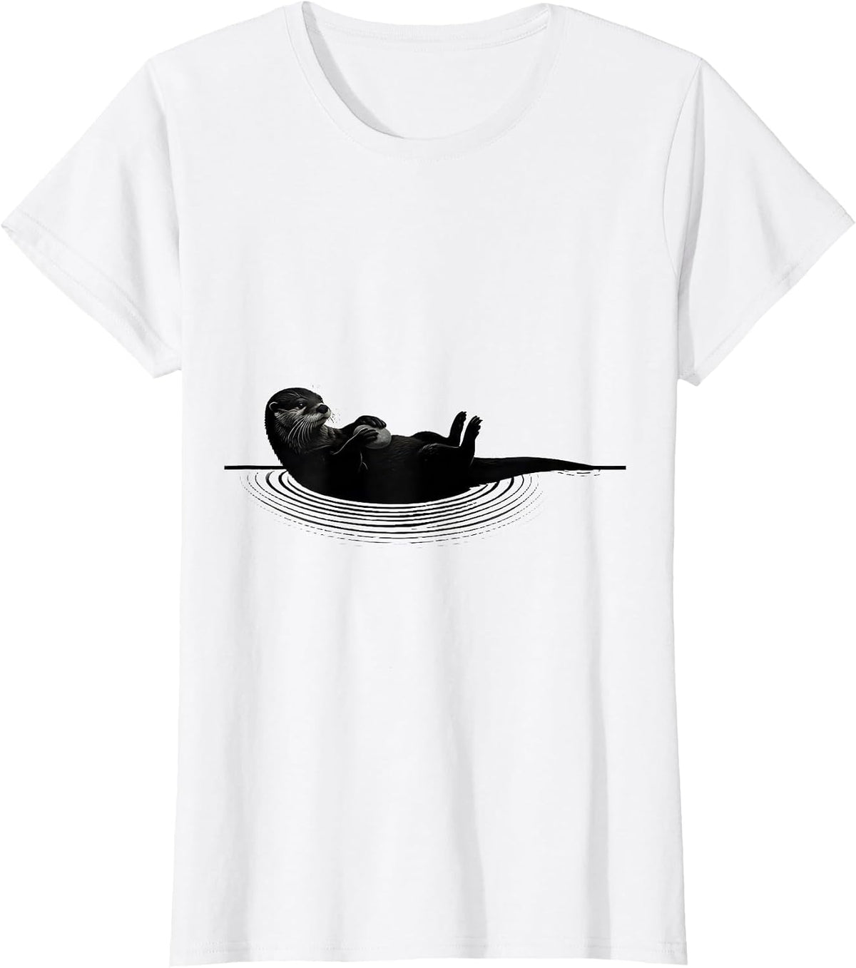 Otter Silhouette Funny Sea Animal Lover Gift T-Shirt - White