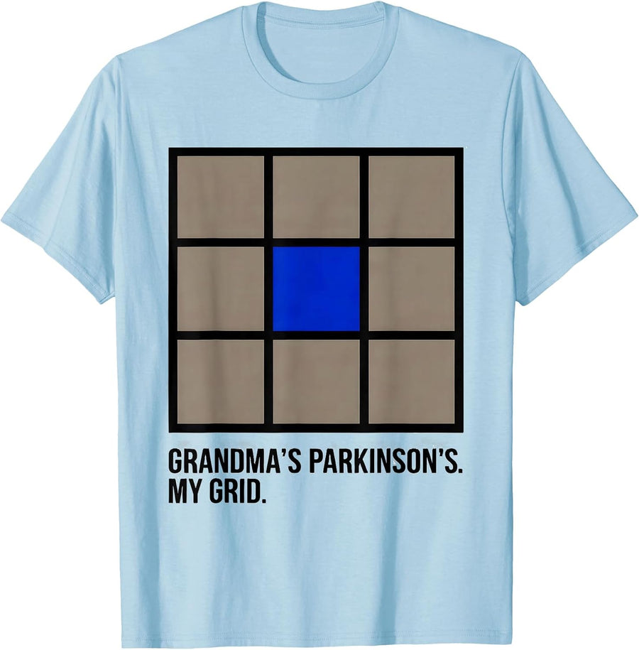 Men's Grandma's Parkinson's My Grid Geometric Parkinson's Warrior T-Shirt - Baby Blue