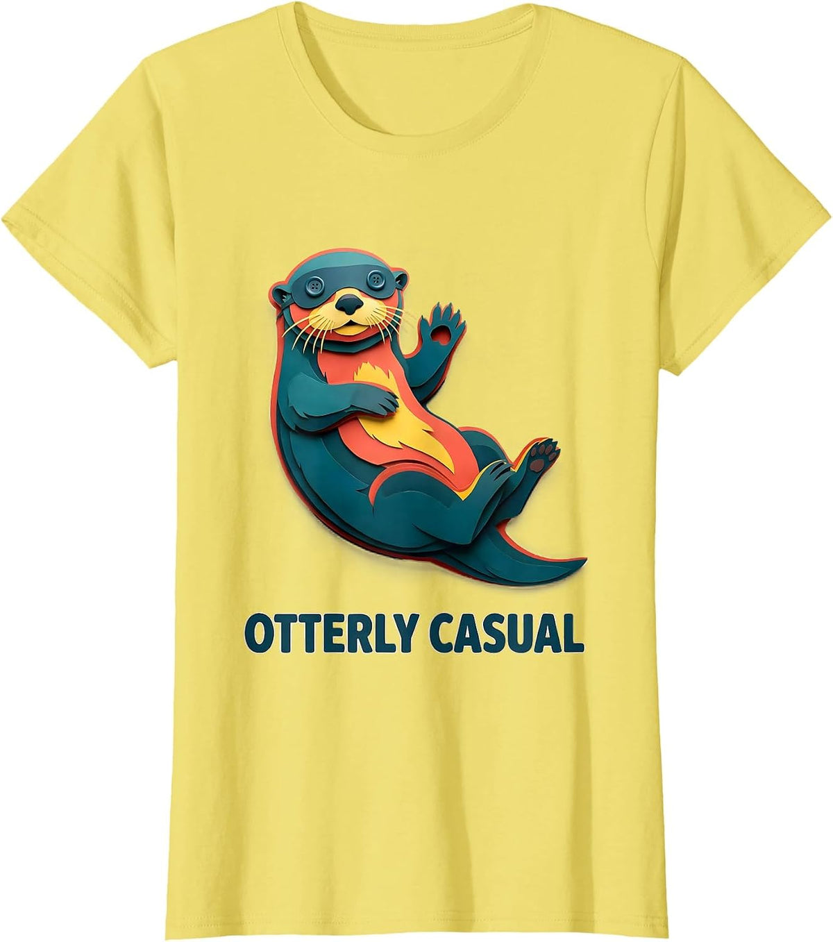 Otterly Casual Funny Otter Lover Gift For Kids Teens T-Shirt - Lemon Yellow