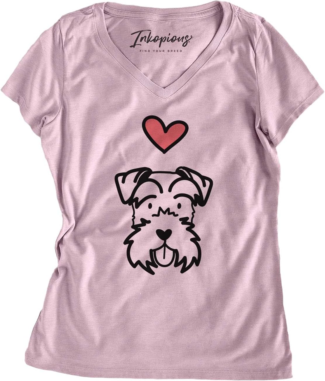 Inkopious Love Always Miniature Schnauzer T-Shirt - Lavender V-neck