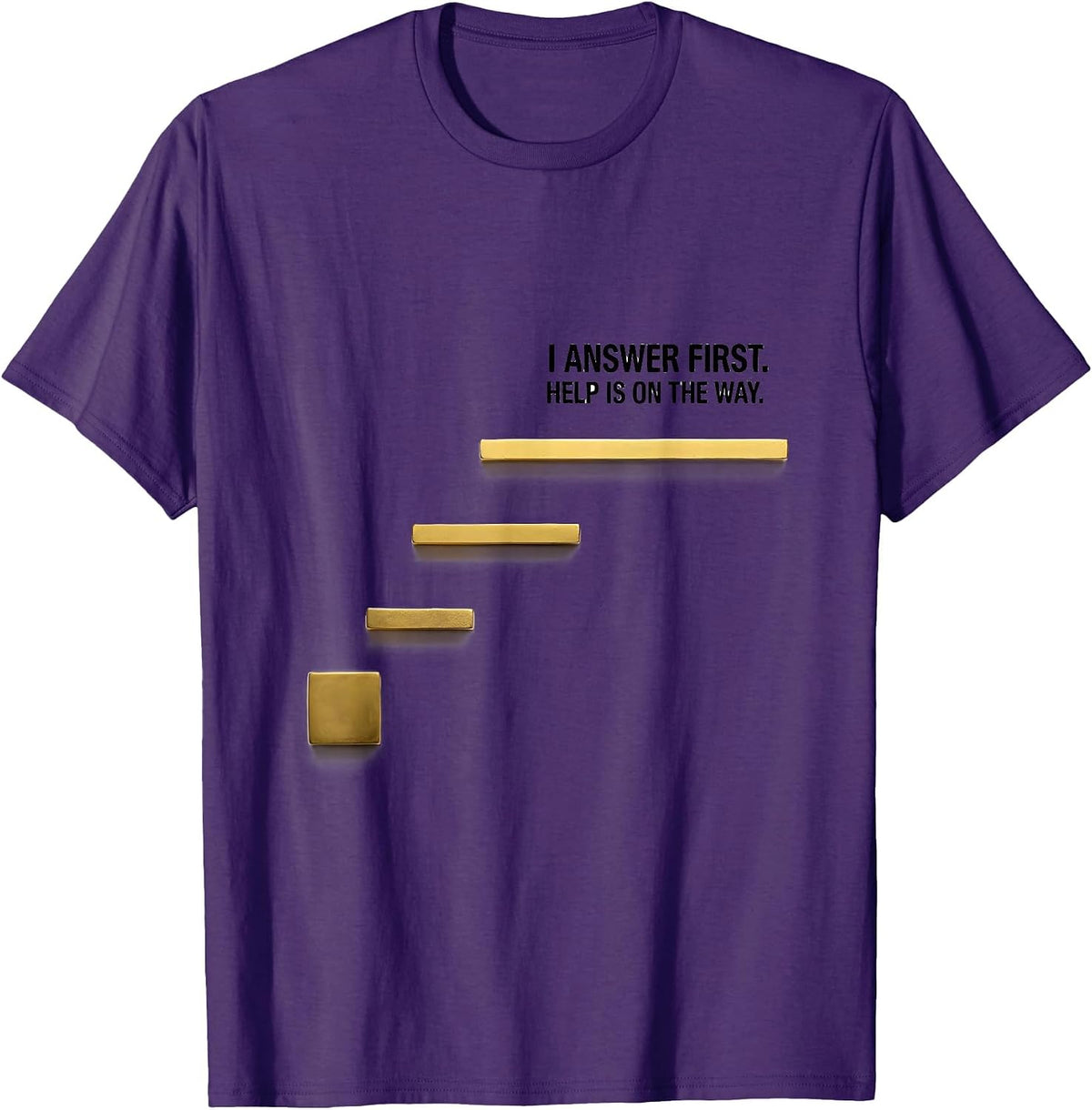 I Answer First Help Is On The Way Thin Gold Line 911 T-Shirt - Purple