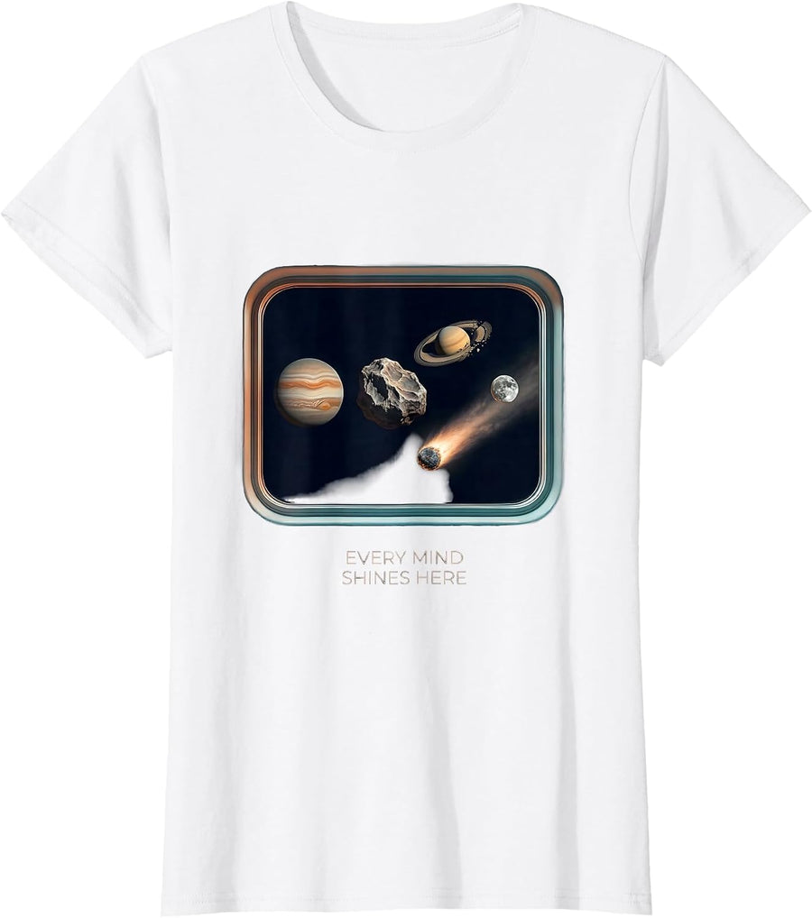 Women's Every Mind Shines Here Neurodiverse Universe Special T-Shirt - White