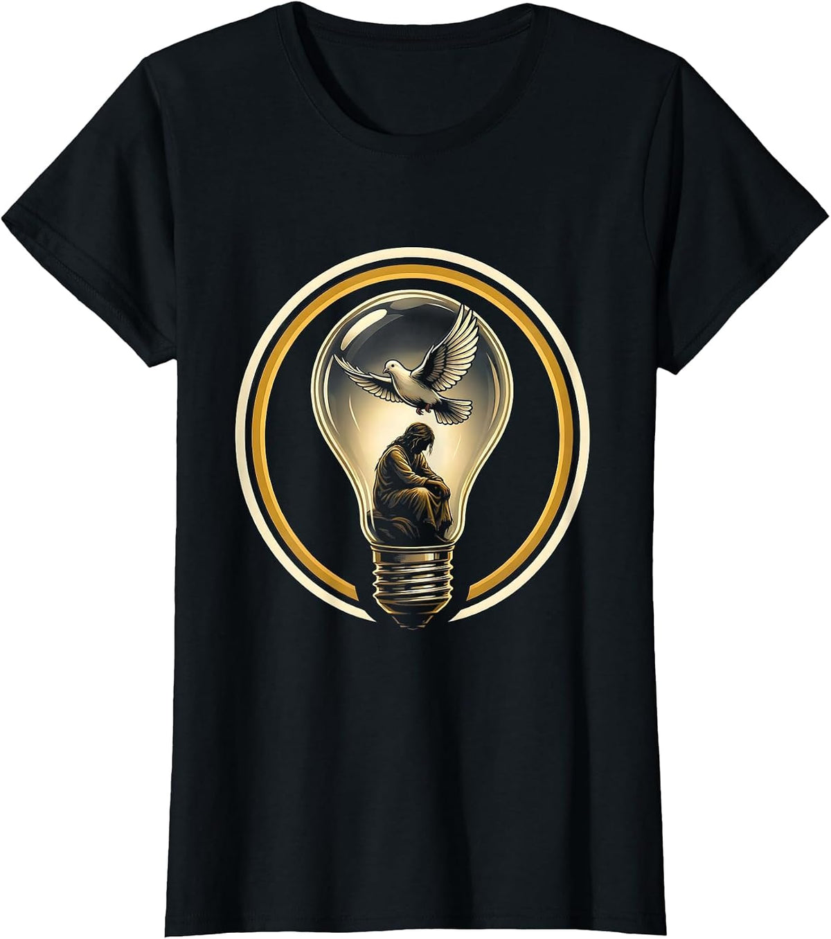 Women's Autism Awareness Glowing Lightbulb Figure Design T-Shirt - Black