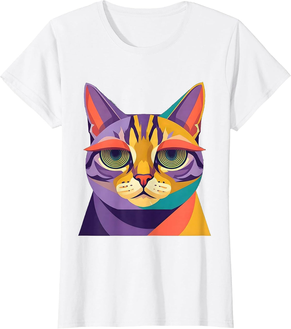 Hypnotic Cat Spiral Eyes Autism Awareness Design T-Shirt - White