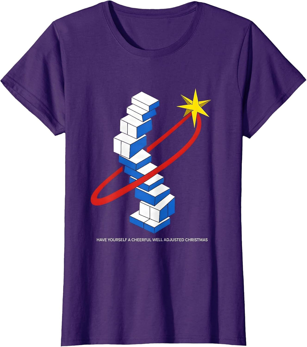 Women's Have Yourself A Cheerful, Well Adjusted Christmas Funny T-Shirt - Purple