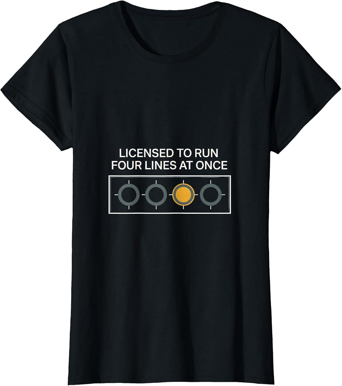 Women's Licensed To Run Four Lines At Once Thin Gold Line 911 T-Shirt - Black