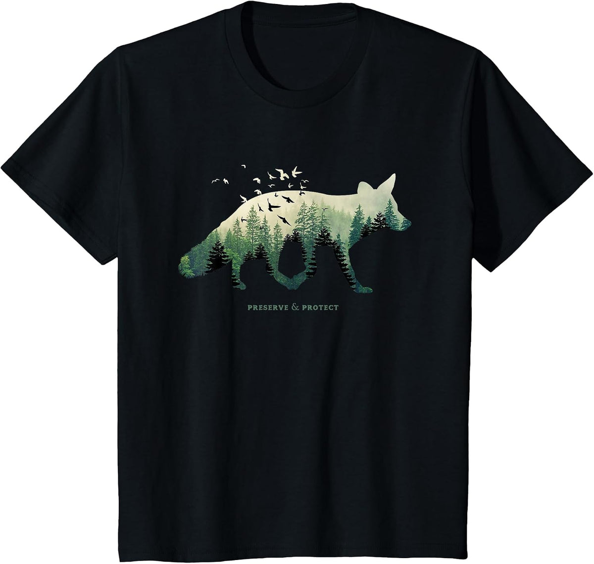 Preserve & Protect Vintage National Park Fox Forest T-Shirt - Black
