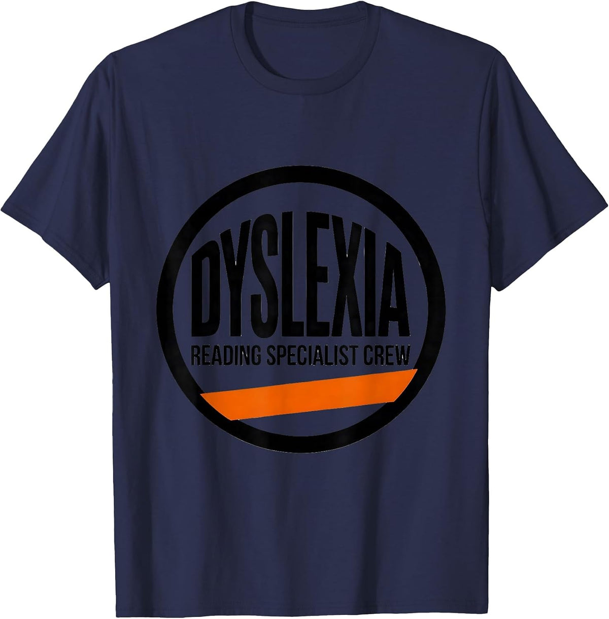 Dyslexia Reading Specialist Crew Brutalist Teacher Squad T-Shirt - Navy Blue