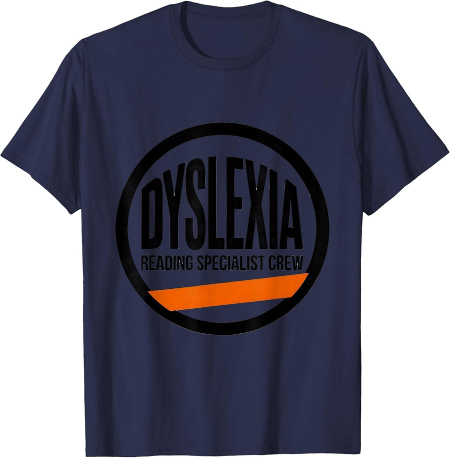 Dyslexia Reading Specialist Crew Brutalist Teacher Squad T-Shirt - Navy Blue