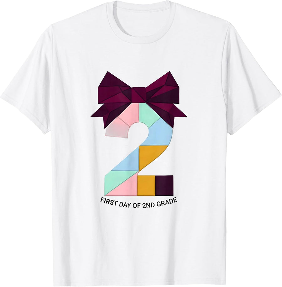 Men's First Day Of 2nd Grade Cute Coquette Bow Back To School T-Shirt - White